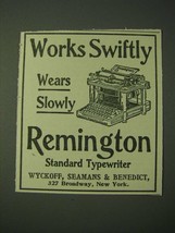 1900 Remington Standard Typewriter Ad - Works Swiftly Wears Slowly - $18.49