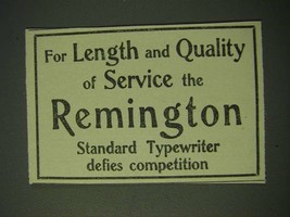 1900 Remington Typewriter Ad - For length and quality of service the Remington  - $18.49