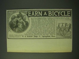 1900 W.G. Baker Baker's Teas Ad - Earn Bicycle - $18.49