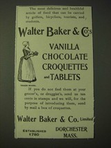 1900 Walter Baker &amp; Co.&#39;s Vanilla Chocolate Croquettes and Tablets Ad - £14.87 GBP