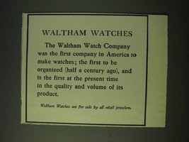 1900 Waltham Watches Ad - First Company in America to Make Watches - £14.72 GBP