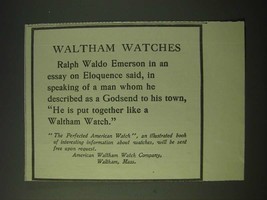 1900 Waltham Watches Ad - Ralph Waldo Emerson - $18.49