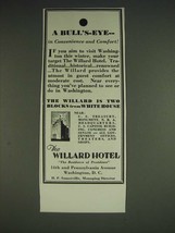 1933 The Willard Hotel Ad - A Bull's-Eye in convenience and comfort - $18.49