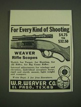 1938 W.R. Weaver Rifle Scopes Ad - For every kind of Shooting - $18.49