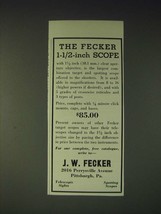 1937 J.W. Fecker Scopes Ad - The Fecker 1-1/2-inch Scope - £14.46 GBP