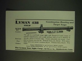 1937 Lyman 438 Field Scope Ad - Combination Hunting and Target  - $18.49