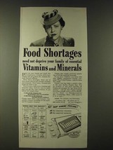 1943 Vimms Vitamins Ad - Food shortages need not deprive your family - £14.60 GBP