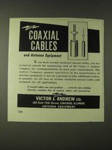 1943 Victor J. Andrew Coaxial Cables and Antenna Equipment Ad - £14.50 GBP