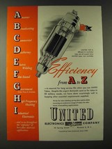 1943 United 949-A Efficient h.f. Oscillator Tube Ad - Efficiency from A to Z - £14.54 GBP