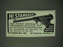 1945 Hi-Standard .22 Autotmatic Pistol Ad - NICE - £14.50 GBP