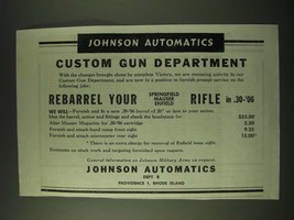 1945 Johnson Automatics Ad - Johnson Automatics Custom Gun Department - £14.49 GBP