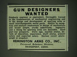 1945 Remington Arms Co. Ad - Gun Designers wanted - £14.78 GBP