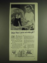 1948 Johnson&#39;s Baby Oil and Baby Powder Ad - What, Mom! You&#39;re not asleep yet? - £14.55 GBP