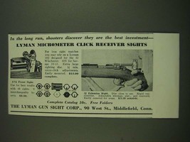 1938 Lyman Sights Ad - 48J, 48Y, 17A and 52 Extension - In the long run - $18.49