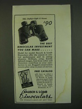 1940 Bausch &amp; Lomb B&amp;L Zephyr-Light 8 Power Binocular Ad - £14.78 GBP