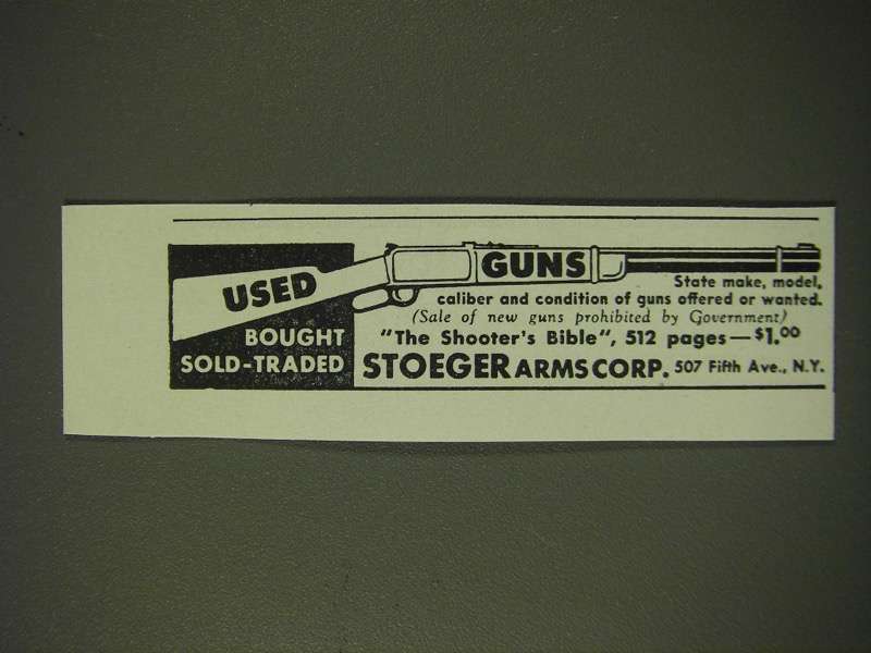 Primary image for 1942 Stoeger Arms Corp. Ad - Used Guns Bought Sold-Traded