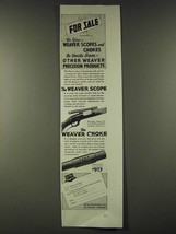 1942 Weaver Model 330 Scope and Choke Ad - To Uncle Sam Other Products - £14.44 GBP
