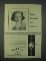 1959 Rotary Gala Watch Ad - the watch she deserves - £14.48 GBP