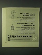 1960 Pennsylvania Motor Oil Ad - Molded plastic or carved ivory? - $18.49