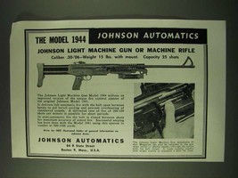 1945 Johnson Automatics Model 1944 Light Machine Gun Ad - $18.49
