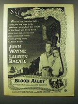 1955 Blood Alley movie Ad - John Wayne and Lauren Bacall - £13.89 GBP