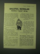 1955 Kellogg&#39;s All-Bran Cereal Ad - Baleful burglar becomes a regular ol... - $18.49