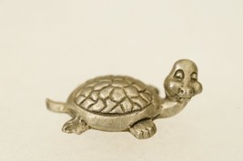 Vintage Cuteri Pewter Happy Smiling Turtle Miniature Figurine 1&quot; - $12.86