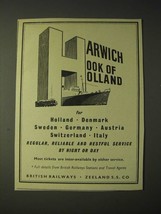 1958 British Railways and Zeeland S.S. Co. Ad - Harwich Hook of Holland - £14.48 GBP