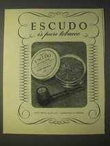 1958 Cope&#39;s Escudo Navy De Luxe Tobacco Ad - Escudo is pure tobacco - £14.78 GBP