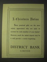 1958 District Bank Limited Ad - A Christmas notion - £14.46 GBP