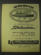 1958 Holland-America Line Cruise Ad - 1959 World-Cruise-de Luxe - $18.49