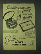 1958 Stratton Ad - Golf Ball Cuff Links, Tie-Slide S591, Tie Slide No. V 6043  - £14.60 GBP