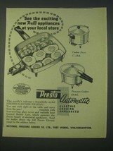 1959 Presto Electric Frypan, Cooker Fryer and Pressure Cooker Ad - $18.49