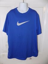 NIKE DRI-FIT ELECTRIC BLUE SHORT SLEEVE SHIRT SIZE M YOUTH EUC - $16.20
