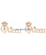 Queen Earrings with Crystal Rhinestones Crowned New Pendant Style Stud P... - $12.99