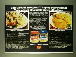 1983 Borden Wyler's Bouillon Ad - Meatball stroganoff & Chicken Piccata  - $18.49
