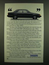 1983 Honda Accord Ad - The Honda Accord is far and away the best compact - £14.52 GBP