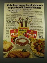 1983 McCormick/Schilling Ad - Chile Seasoning Mix, Spaghetti Sauce Mix - $18.49