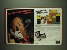 1984 3M Sandpaper Ad - Save $1.50 on Gillette Atra razor & cartridges - $18.49