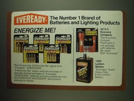 1984 Eveready Ad - Energizer Batteries, Economy Compact Flashlights, Lantern  - £14.46 GBP