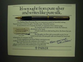 1984 Parker Sterling Silver Fountain Pen Ad - It&#39;s wrought from pure silver - £14.50 GBP