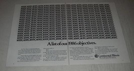 1986 Continental Illinois Bank Ad - A list of our 1986 objectives - £14.48 GBP
