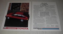1986 Toyota Corolla Ad - The thrill of competing in three separate classes - $18.49