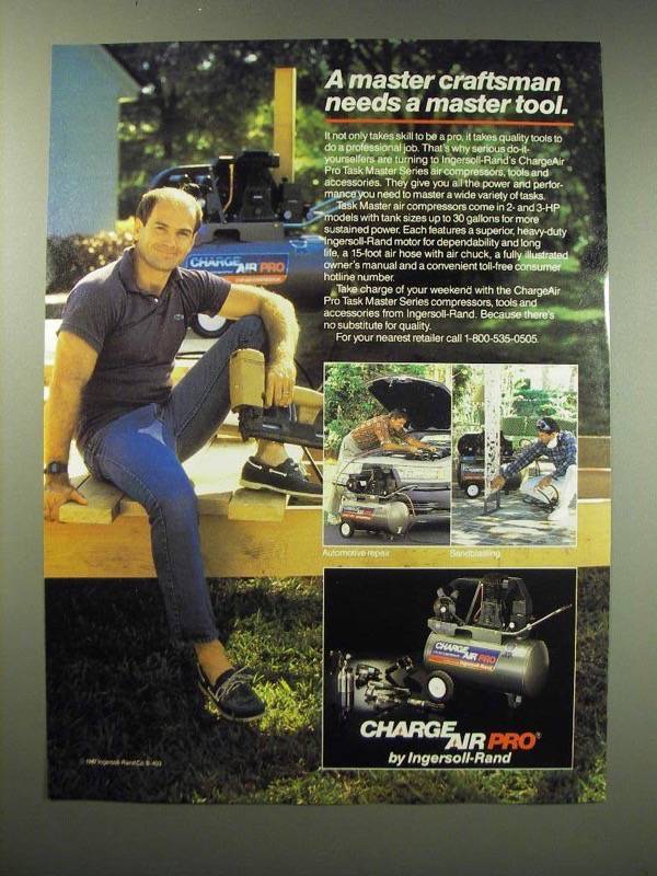 1987 Ingersoll-Rand ChargeAir Pro Task Master Series Air Compressors Ad - $18.49