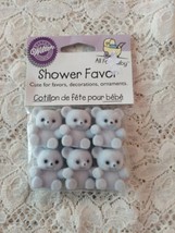 Wilton Flocked Teddy Bears Figurines Blue Baby Shower Favors Craft Supplies - £9.56 GBP