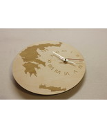 Unigue Shape Bespoke Italian Country Clock Greece Map Wooden - $30.00