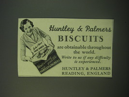 1940 Huntley &amp; Palmers Biscuits Ad - Obtainable Throughout World - £14.85 GBP