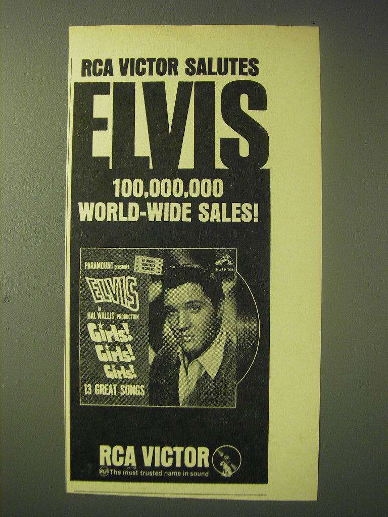 1964 Elvis Girls! Girls! Girls Record Album Ad - RCA Victor Salutes Elvis  - $18.49