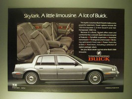 1989 Buick Skylark Car Ad - Skylark. A little limousine. A lot of Buick - $18.49