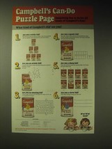 1989 Campbell's Soup Ad - Campbell's Can-Do Puzzle Page - $18.49